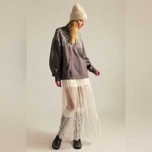 NWT Free People Girls Night Out Sweatshirt Grey Combo